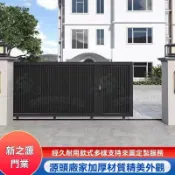 客製化✨可開發票 鋁藝門鋁合金平移門家用院子推拉門別墅車庫門小區電動門廠區大門 護欄推拉門 摺疊伸縮門 平移門