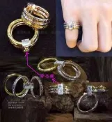 泰國精品【金銀銅合一 三環全能 戒指(帶亮鑽款)~招財納財~平安轉運~人緣人際】~ 龍婆年 ~已開光加持~泰國佛牌