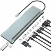 心靈避風港 【十二合一擴充】Type-C擴展塢 USB-C集線器 轉接器 多功能Hub 筆電配件 HDMI轉接 RJ45網口 VGA投影 PD快充 USB3.0 高速傳輸 辦公出差必備