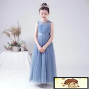 兒童鋼琴演奏禮服 女童生日公主裙 小提琴大提琴洋裝 主持朗誦表演服 宴會畢業小花童禮服 藍色