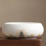 臺灣現貨汝窯茶洗水洗水盂大號中式茶渣廢水缸茶具配件陶瓷洗茶器建水筆洗