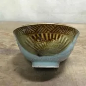 WH14490【四十八號老倉庫】全新 早期 台灣 扇鳥竹花紋 黑嘴必阿 古早碗 飯碗 碗粿碗 12cm 1碗價
