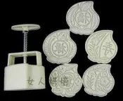 100g-125g 125克 100克 壽桃造型  (大)  月餅模具組+花片5片 中式月餅模 廣式月餅模 中式點心