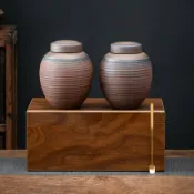 全球選品1館 生活百貨 茶葉包裝空禮盒通用仿古柴燒茶倉醒茶粗陶茶葉罐原礦大號木盒高檔