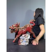 【通天寶】早期廣東 石灣陶【飛天麒麟神獸】掛畫 名師手製 有落款 值得收藏 居家裝飾 石灣陶擺件