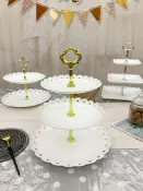 成名在望 蛋糕點心架 三層水果盤架塑料歐式小精致客廳家用糖果零食蛋糕托盤點心架多層 【CM7984】