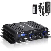 【窩居】小型12V功放機 40W*4功率 4.1聲道 插卡隨身碟(擴大器/擴大機/功放機/藍芽放大器)