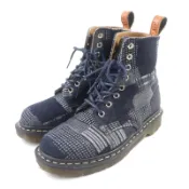 【DOKODEMO】狀況極佳★ Dr.Martens Martens Pascal Bolo 牛仔布 8 孔繫帶短靴，海軍藍，英國尺寸 5，英國製造，男女皆宜