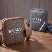 【BALLY】Bhenn 老花帆布拼牛皮直方肩斜背郵差包(2款可選)(肩背 字母)