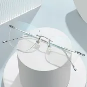 LEEHER 禮物 眼鏡 純鈦眼鏡 斯文眼鏡 無邊框眼鏡 無度數眼鏡 防藍光 鏡框 學生眼鏡 無框眼鏡 眼鏡男 鏡架 書生眼鏡 048