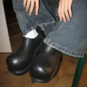 ✨臺灣出貨✨米奇大頭雨靴男外穿厚底增高德比鞋cleanfit鞋子情侶放水廚師鞋潮時尚單品 廚師鞋 勃肯鞋 增高加厚 時尚