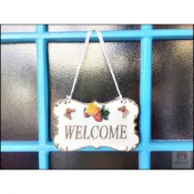 (店+)歡迎光臨 掛牌 立體 金邊 波麗製 Welcome 玫瑰花 蝴蝶 掛飾 掛牌 迎賓 壁貼 標示牌戶外門口佈置品牆壁裝飾品