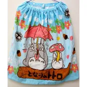 【午後時光】日本 宮崎駿 龍貓 TOTORO 豆豆龍-花朵 雨傘 撐傘 栗子 榛果 龍貓印花浴裙/披毯-藍5048