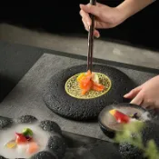 喜挖2店 飯店創意乾冰盤煙燻烤肉星球碗火山石煤球盤分子料理擺盤意境餐具