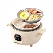 (店+)【台熱爆款】4L多功能電飯煲 養生電燉鍋  陶瓷鍋 24h預約+三檔火力 上蒸下煮同時搞定 三格內膽蒸盤 拍1發7