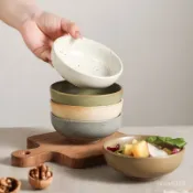 [性價比之王🎁全網挑戰]日式復古陶瓷米飯碗家用創意餐具粗陶湯碗餐廳喫飯小碗點心甜品碗景德鎮 釉下彩 高顏值陶瓷碗盤