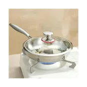 (店+)德國316不鏽鋼平底鍋 煎炒燉煮多用鍋無塗層不沾炒鍋 不挑鏟具無鉚釘深鍋