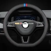 台灣現貨SKODA Kodiaq Karoq Octavia Combi Yeti 汽車方向盤套 運動雙色縫線 鑽孔透氣