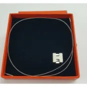 Hermes 愛馬仕 立體 方型 H 項鍊 白色 X銀 項鍊  