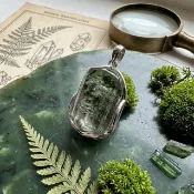 綠幽靈方解石共生水晶 S925 銀飾