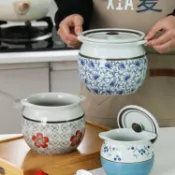 全球選品1館 生活百貨 豬油罐陶瓷家用無孔鹽罐廚房帶蓋葷油罐耐高溫辣椒油罐食品級