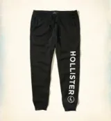 美國百分百【全新真品】Hollister Co. 褲子 HCO 長褲 棉褲 休閒褲 海鷗 男 黑色 S號 I654