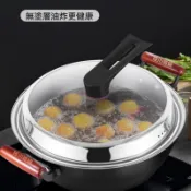 老式鑄鐵炖鍋 家用雙耳炒鍋 炖鍋 鐵鍋 平底鍋 不沾鍋 加深炒鍋 鍋 不沾炒鍋帶鍋蓋32cm