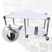 【Abis】客製商品-豪華升級版60X150CM二層圓角304不鏽鋼桌-附煞車輪/料理桌/工作台/流理台(2尺x5尺)
