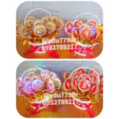 +小嬿子+Q版神明麥芽餅祝壽花籃  麥芽餅12入花籃 福德正神.濟公.玄天上帝.關聖帝君.媽祖婆.太子爺祝壽花籃