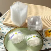現貨【雪梅娘包裝】大福雪媚娘包裝盒 單個透明 烘焙甜品肉鬆小貝 塑膠蛋黃酥 一次性紙託