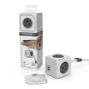 PowerCube 魔術方塊延長線4400(灰色)雙USB4面插座3孔1.5米 不同插座不打結 過載斷電安全無慮 【正版授權】