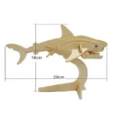 木製立體拼圖 鯊魚 魚 海底動物 立體拼圖 動物立體塗鴉拼圖 益智 手工拼插 DIY木製 拼圖 積木模型