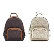 【Michael Kors】牛皮拼接老花防刮皮革後背包