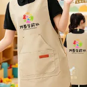 客製化 圍裙 幼兒園工作服馬甲圍裙定製logo幼教機構老師馬夾防水耐磨圍腰訂做