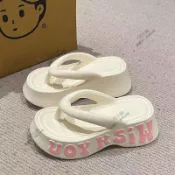 夾腳拖鞋女 Hello Kitty 厚底拖鞋 5公分防滑涼拖鞋 外出沙灘鞋 可愛韓系鬆糕鞋 增高拖鞋 夾腳拖