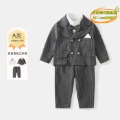 【台灣現貨】花童禮服秋冬男童西服套裝三件套中小兒童燕尾服1-3周歲寶寶禮服