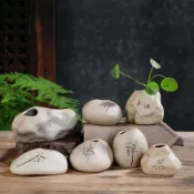 樂遊遊戶外用品館 迷你特小禪意花瓶仿真小石頭古風擺件茶桌陶瓷裝飾品植物水培造景 居家擺件 居家擺飾 裝飾品