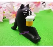 日本Decole concombre 加藤真治賞花也要來一杯生啤酒的黑貓人偶組  [新到貨   ]