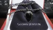 Georg Jensen 2010 925s 喬治傑生 銀飾項鍊 黑瑪腦項鋉 二手喬治傑生 專櫃正品真品 54B 經典限