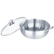 【CHEF 掌廚】暖聚 304不鏽鋼火鍋28CM(雙耳湯鍋/附安全玻璃蓋)