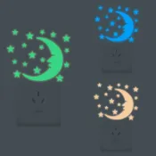 個性隨心貼夜光星星月亮三色開關貼家居牆面裝飾牆貼紙自粘QT1118