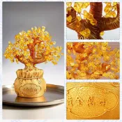 LEEHER 發財樹 擺設 禮物 客廳裝飾 擺件 辦公室擺件 裝飾品 福袋金錢樹 招財納福 家居飾品 招財樹 搖錢樹 居家裝飾 323