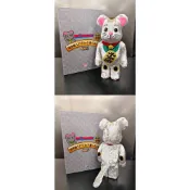 BE@RBRICK 招き猫 着ぐるみ 銀 400％ 穿衣服有尾巴 千萬兩招財貓 400%