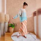 暖陽格紋魚尾裙【日本古董衣】永續是最奢華的精品