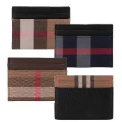 【BURBERRY 巴寶莉】格紋拼接皮革名片夾(多款任選)