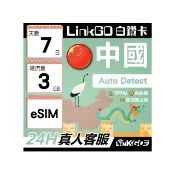 【LINKGO】白鑽卡 中國大陸 eSIM卡 7天上網總流量3GB 免翻牆支援LINE FaceBook(中國網卡 大陸 西藏 新疆)