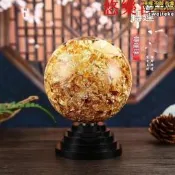 【招財開運】金箔水晶球 水晶球擺件 辦公桌擺飾 家居裝飾品 風水擺件 開業送禮 禮品