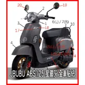 PGO正廠零件 JBUBU全車貼紙 星鑽灰 JBUBU125全車貼紙 PGO 車身銘板 右下護蓋貼紙 車身蓋貼紙