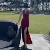 林之舍家居 【樂天精選】吊帶V領洋裝女年會紅色開叉小洋裝性感露背顯瘦度假沙灘裙長裙