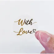 【現貨】🅦 原創 With Love 燙金圓形貼 3.5/ 4cm 囍字貼 喜帖貼紙 婚禮小物貼紙 4款 (單張販售)